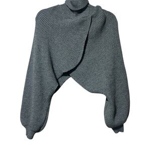 Micas XS Gray Asymmetrical Cowl Neck Sweater